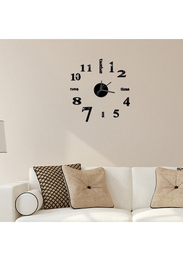Tenfowee Modern Akrilik Duvar Saati - Sessiz Çalışma, Dıy Dekor, Ev Ofis İçin Şık Tasarım Pil Hariç - Siyah Siyah