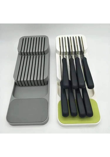 Dianziye Gri Mutfak Bıçak Düzenleyici, Çekmecelik Bıçak Konteyneri, Dayanıklı Malzeme, Evde Kullanımı İçin Pratik Bıçak Tutucu Gri