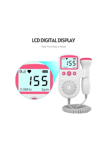 Konesam Bebek Kalp Atışı Dinleme Cihazı - 3.0mhz Lcd Ekranlı Taşınabilir Fetal Doppler