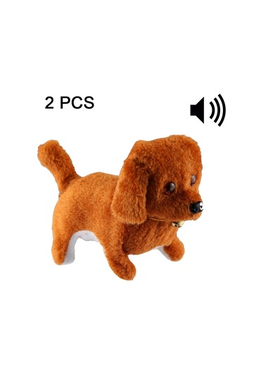 2 Pcs Plush Puppy Electric Toys Can Will Move Forward / Will Backwards / Sounding And Luminous Eyes