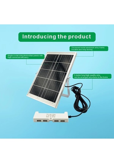 Motion003 6v 6w Güneş Enerjili Şarj Şeridi 4 Usb Portlu 600 800ma Çıkışlı 5 Metre Kablo