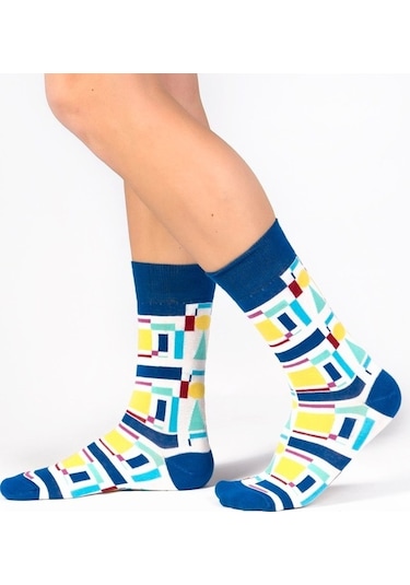 6'lı Organik Pamuklu Dikişsiz Erkek Çok Renkli Desenli Çorap (448387586) Turuncu