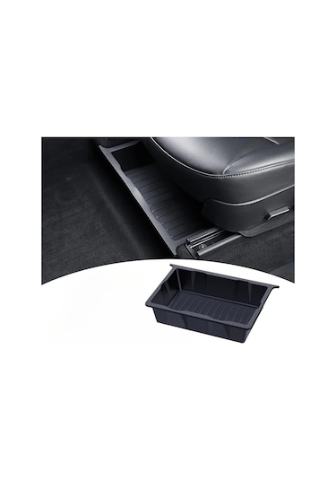 Chuangyinshop Siyah Evrensel Koltuk Organizer: Dayanıklı Abs Tepsili Ön Ve Arka Koltuk Gizli Saklama Kutusu