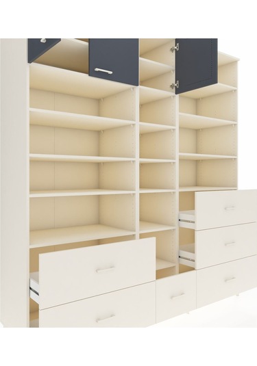 Kronos Dolap 17 Raflı 6 Çekmeceli 3 Kapaklı 220x59x243 Aytaşı-antrasit/aytaşı Antrasıt/aytası