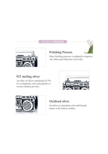 Fastbuy S925 Ayar Gümüş Retro Radyo Boncuk Dıy Bilezik Kolye Aksesuarları Çok Renkli Takı El Yapımı Şık Çok Renkli