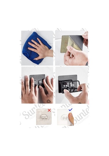 Suntel Krom Renk Yapışkanlı Kancalı 2 Adet Set Banyo Rafı Gri