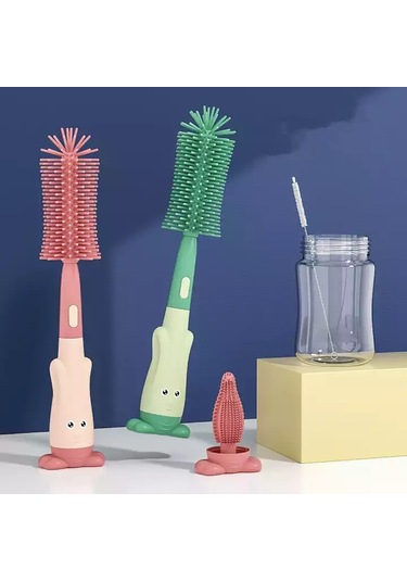 Biberon Fırçası 360 Derece Bebek Silikon Bardak Şişe Temizleme Fırçaları Seti Ve Yumuşak Kafa Gıda Sınıfı Fırçalar