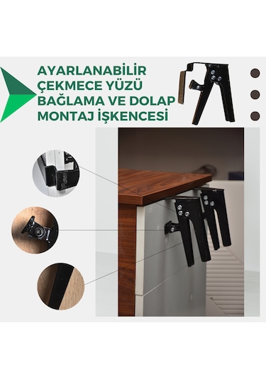 Ayarlanabilir Çekmece Yüzü Ve Dolap Montaj İşkencesi Çift