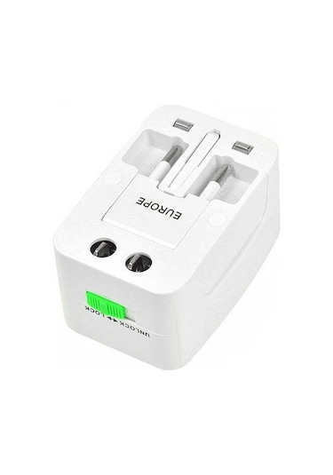 Qingmipy Evrensel Seyahat Adaptörü: Usb Çift Portlu, Avrupa/ingiltere Standartları, 150+ Ülke Uyumlu, 1500w Güç, Dayanıklı Abs Malzeme