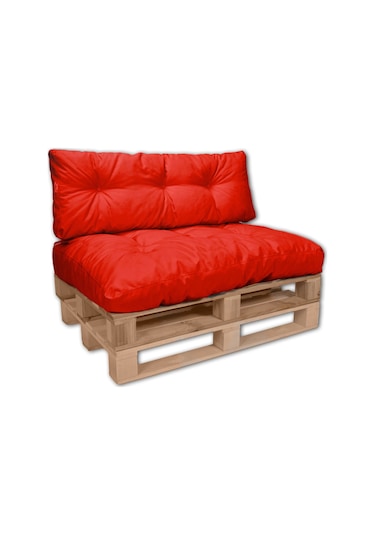 Dış Ve Iç Mekan Palet Minderi Minder Seti Takımı 2 Li Kırmızı