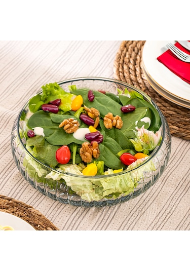 Porsima Ryg7045 El Yapımı Büyük Boy Cam Salata Kasesi Şeffaf