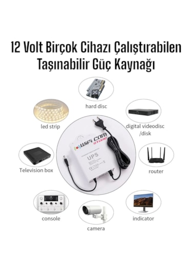 12 Volt Ups Adaptör Şarjlı Voltaj Korumalı Güç Kaynağı
