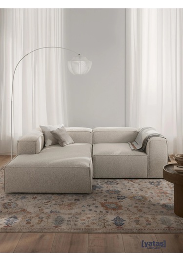 Most Mollis Plus Sol Köşe 2 Modül Köşe 01 Beyaz Lüks Bukle Kumaş