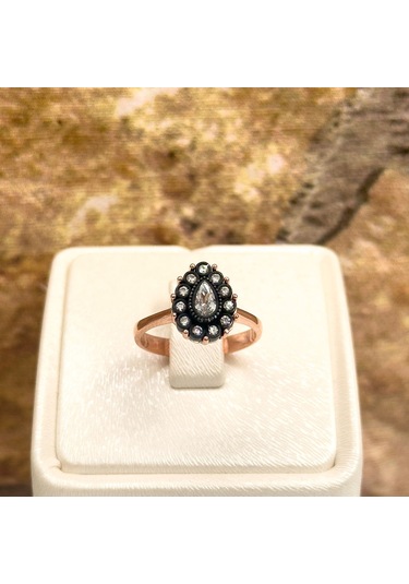 Elmas Montür Rosegold Damla Gümüş Set Takım Rose Gold