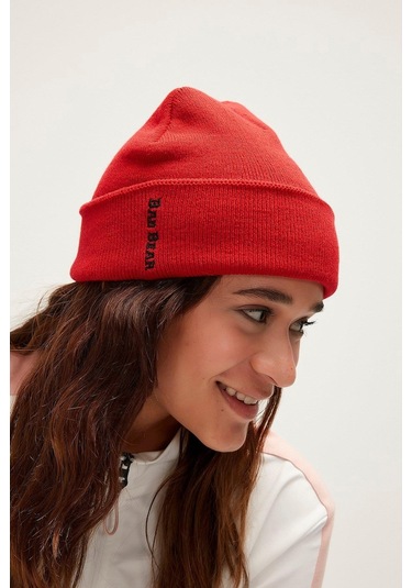Bad Bear Label Beanie Erkek Bere-27564 - Kırmızı