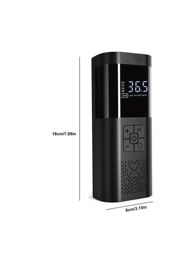 Primepickings Taşınabilir Lastik Şişirme 150psı Kablosuz Hava Kompresörü Usb Şarjlı Araç Bisiklet Motor Ve Spor Topları İçin Black