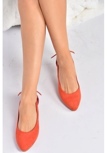 Fox Shoes Fuşya/Turuncu Süet Kadın Babet H726324002 Turuncu