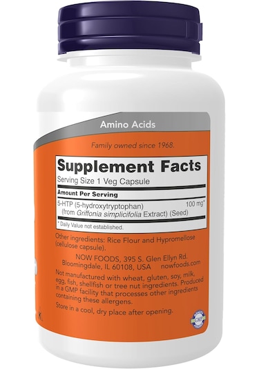 Now 5-htp 5-hydroxytryptophan 100 Mg Neurotransmitter Positive Mood Support 120 Veg Caps