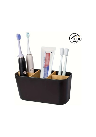 Sunshine011 Ldq Bamboo 5 Yuvalı Diş Fırçası Askısı Beyaz Ahşap Space-saving Banyo Organizer Beyaz