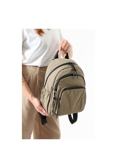 Paul Brand Kadın 3 Bölmeli Haif & Geniş Hacimli Suya Dayanıklı Klinkır Kumaş Günlük Sırt Çantası Mat1109 Kahve