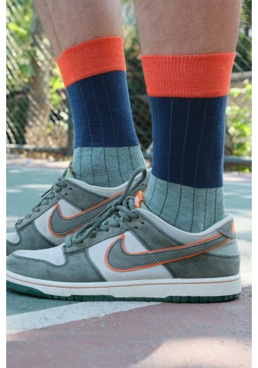 Erkek Mint-füme Blok Desenli Soket Çorap Renkli