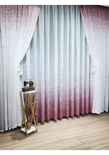 Tül Perde Yeni Tasarım Üst Renkli Gri-antrasit-füme Serpinti Tül Ve Sağ/sol Takım Tül Fon Perde Pudra