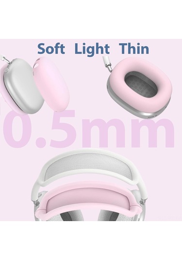 Reedark  Airpods Uyumlu Max İçin Pembe 3'lü Silikon Koruma Seti: Kulaklık Yastığı + Başlık Kılıfı + Gövde Koruması - Toz/çizik/sıvı Dayanıklı Diğer