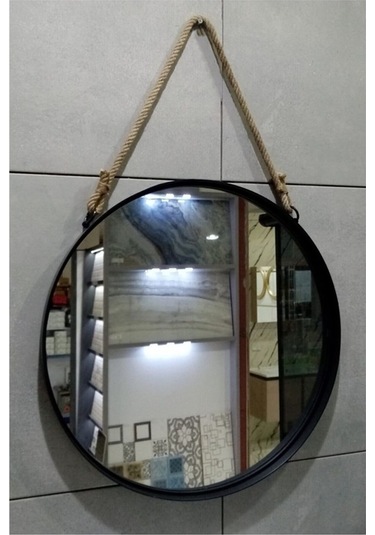 Lama Metal Dekoratif Lavabo Üstü Duvar Aynası Siyah