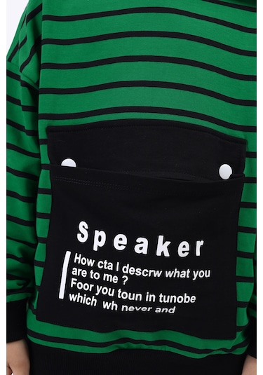 Toontoy Erkek Çocuk Speaker Baskılı Sweatshirt Çimen Yeşili
