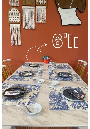 Toile De Jouy %100 Pamuk 6 Lı Amerikan Servis Seti 37x42 Cm - Zt300 Ekru