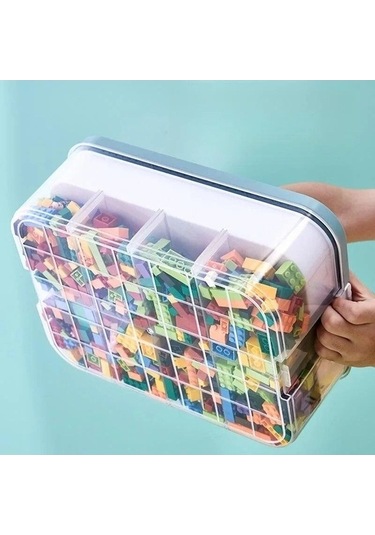 Novahub Turuncu 1 Katlı Çocuk Organizatör, Bilmeceli Sınıflama Kutusu, Şeffaf Oyuncak Bölme Kutusu Turuncu