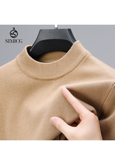 Kışın Yeni Yarım Balıkçı Yaka Sıcak Günlük Düz Renk Erkek Kazağı Haki