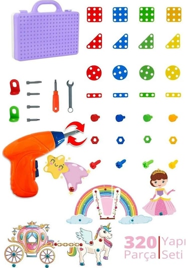 Oyuncak 3d Matkap Seti Söktak Prenses Serisi Unicorn