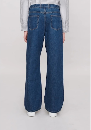 A.p.c Aaron Yüksek Bel Geniş Paça Lüks Japon Denim Pantolon Mavi