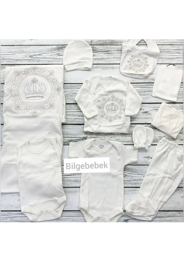 Zıpır Baby Erkek Bebek 10 Parça Taç İşlemeli Hastane Çıkışı Seti Çok Renkli