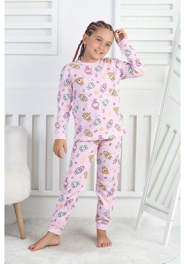Labubu Desenli Kız Çocuk Takımı Pembe