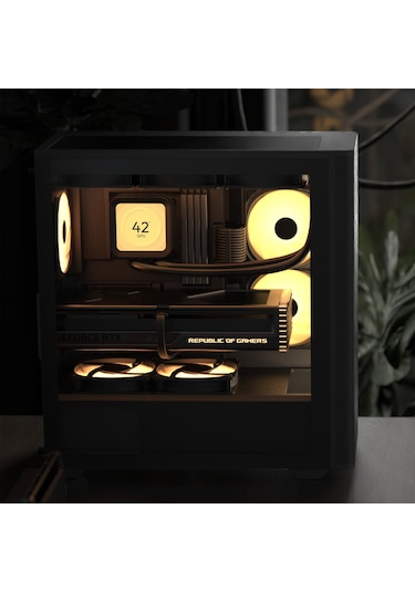 Aerocool D501a Black 4x12cm A-rgb Fanlı, Ahşap Ön Panel Detaylı,