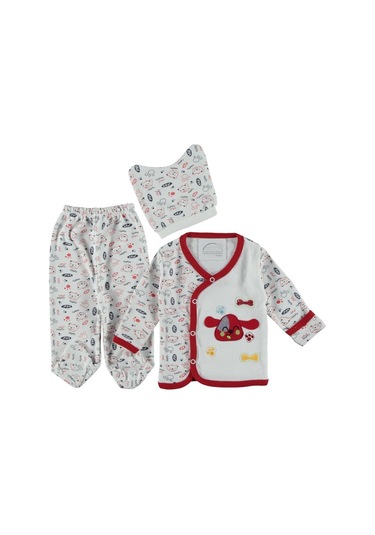 Furkanbaby Kırmızı 3 Lü Kendinden Eldivenli Takım Seti Kırmızı