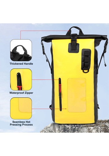 Neevoyu 30l Siyah Su Geçirmez Spor Sırt Çantası - İç/ Dış Su Ayırma, Telefon Penceresi Ve Kanca - Kamp, Akvaryum, Yürüyüş İçin Siyah