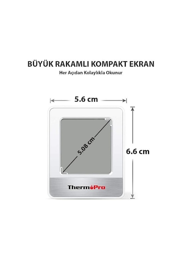ThermoPro TP49W Mini İç Mekan Dijital Sıcaklık ve Nem Ölçer Termometre - T08648