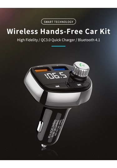 Araba Çift Usb Mp3 Fm Verici Bluetooth Müzik Çalar, Destek Tf Kart / U Disk / Eller Serbest Aramalar