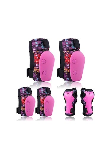 Geeksen Kız Çocukları İçin Pembe Spor Koruyucu Seti Dirsek, Diz, Bilek Koruyucuları M Beden 8-12 Yaş - Bisiklet, Kaykay, Scooter İçin Tüm Yönlü Koruma Pembe