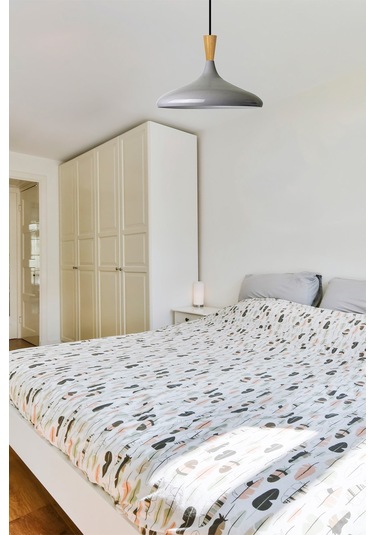 Champion Gri Ahşap Huni Tekli Avize Sarkıt Salon Mutfak Cafe Butik Lamba Aydınlatma Avizeler Gri