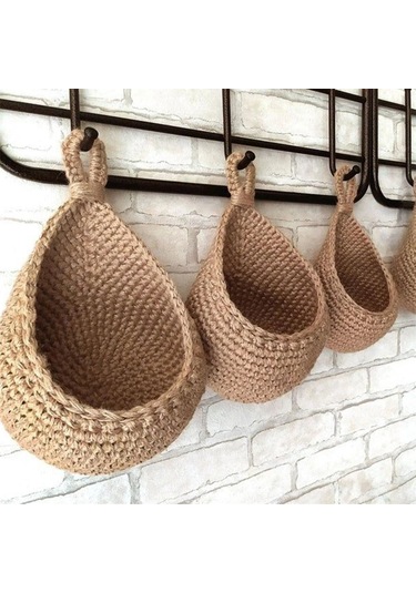 Mordely Mutfak Duvara Asılan Meyve Sepeti Dokuma Sepet Mutfak Depolama -