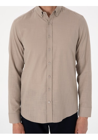 Pierre Cardin Erkek Vizon Gömlek Desenli 50307025-vr052 Vizon