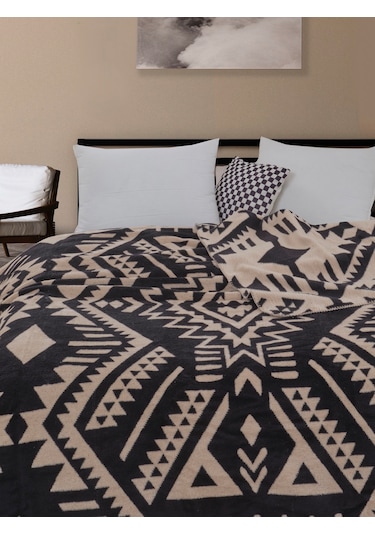 Neeco Pamuklu Çift Kişilik Battaniye Bej