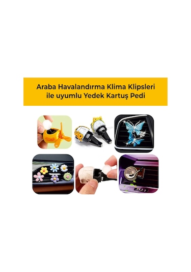 2'li Paket Araba Havalandırma Klima Koku Klipsi Yedek Kartuş Pedi 5 Ad. Premium Kadife Vanilya
