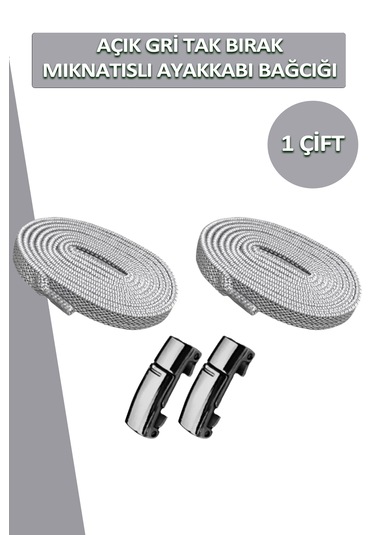 Elastik A.gri Akıllı Kilitli Bağcık Mıknatıslı Tak Bırak 100 Cm