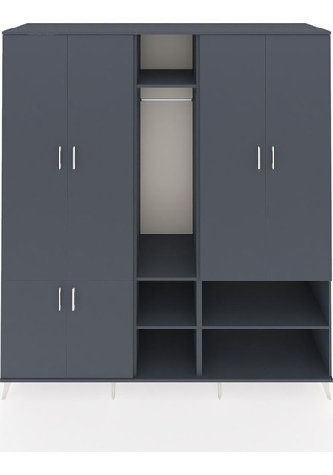 Kronos Dolap 15 Raflı 5 Kapaklı Tek Askılı 220x59x243 Antrasit-antrasit/antrasit Antrasıt/antrasıt