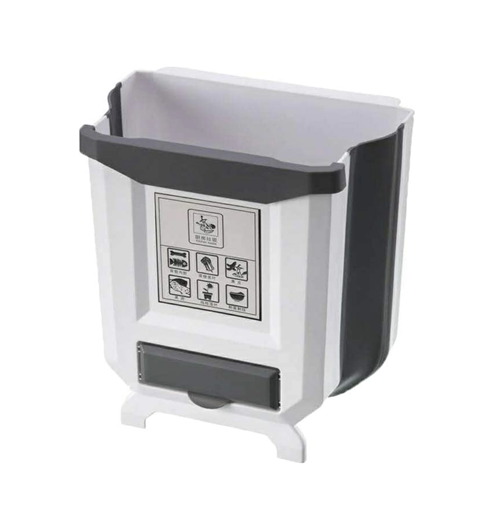 Fosenze Küçük Boy 8l Beyaz Duvarlı Katlanabilir Mutfak Çöp Kutusu - Pp+tpr Malzeme, Kuru-ıslak Sınıflandırma, Zırhlı Taşıma Kapasitesi